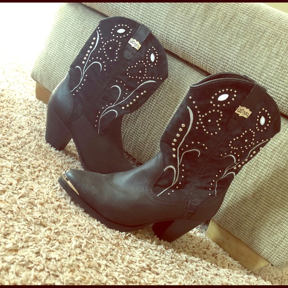 Black Bling Dingo Cowgirl Boots - Picture 1 of 4